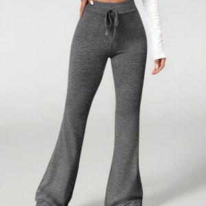 Retro Style Tie Waist Flare Leg Sweatpants