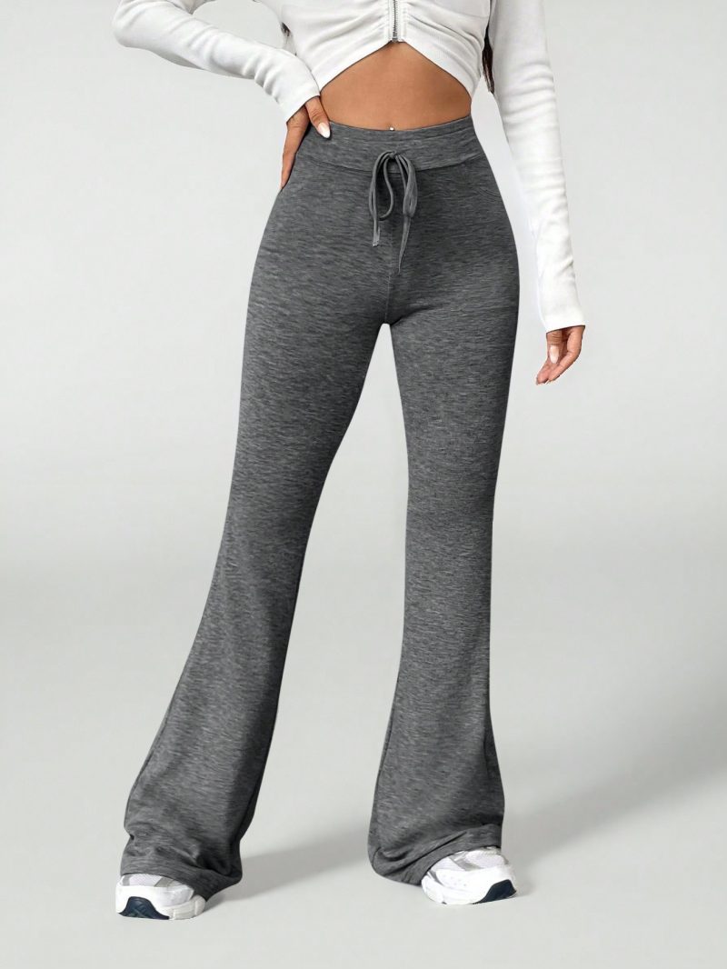 Retro Style Tie Waist Flare Leg Sweatpants