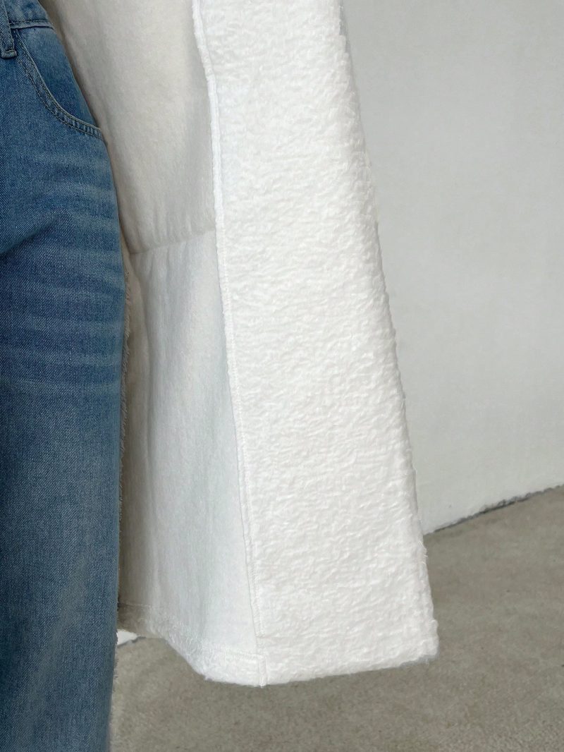 Women's Regular Fit Long Sleeve Lapel Neck Drop Shoulder Double Pocket Overcoat