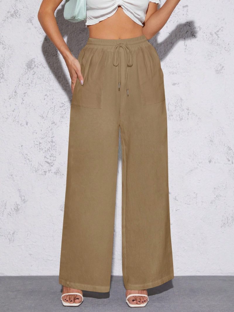 Women's Solid Color Simple Daily Style Belted Long Pants