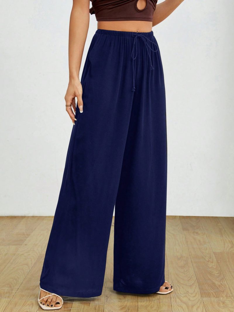 Drawstring Waist Solid Summer Pants