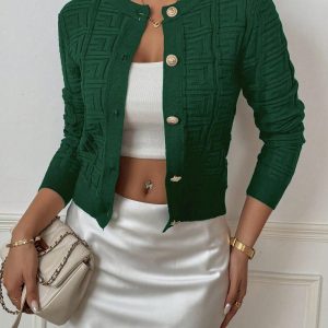 Women's Solid Color Button Front Long Sleeve Casual Blouse