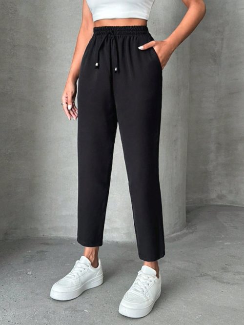 Pants With Drawstring, Slanted Pockets