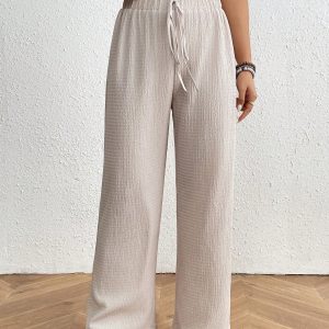 Women's Solid Color Casual Elastic Waist Flowy Pants
