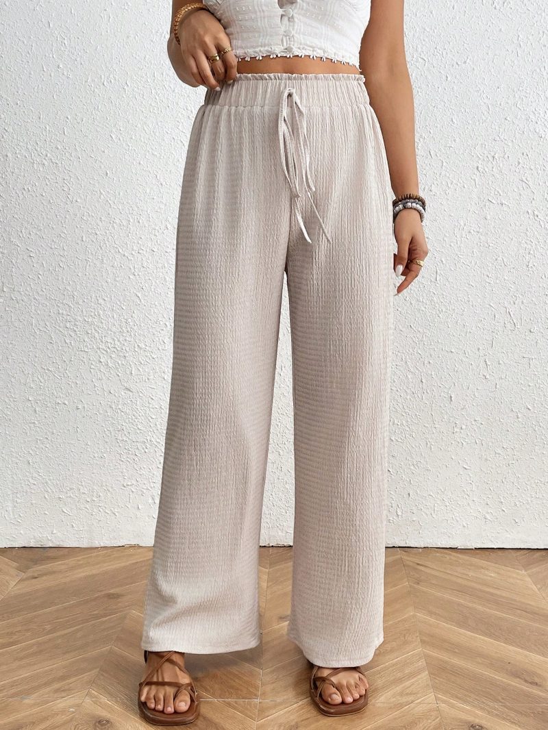 Women's Solid Color Casual Elastic Waist Flowy Pants